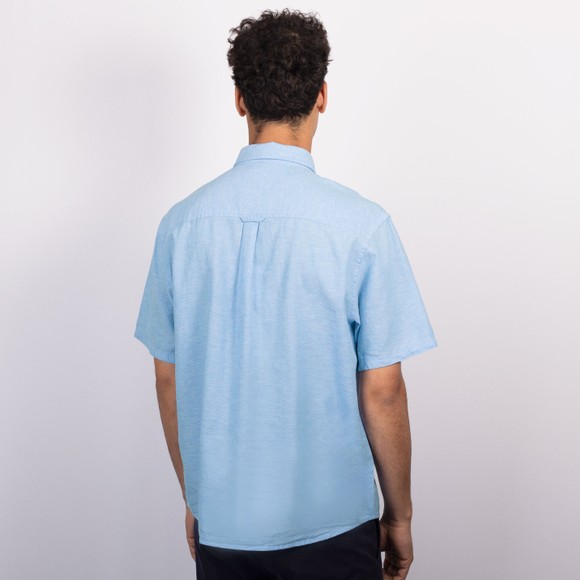 Crew Clothing Company Mens Blue Short Sleeve Linen Shirt main image