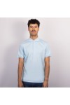 Thomas Maine Mens Blue Button Polo Shirt