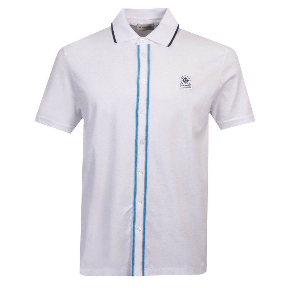 Contrast Tipped Full Button Interlock Polo Shirt