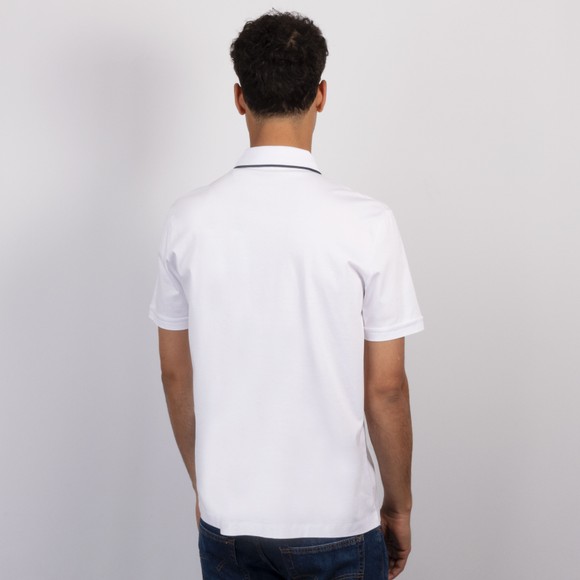 Sandbanks Mens White Contrast Tipped Full Button Interlock Polo Shirt #4