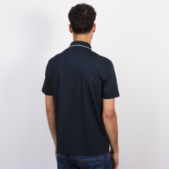 Sandbanks Mens Blue Contrast Tipped Full Button Interlock Polo Shirt #4