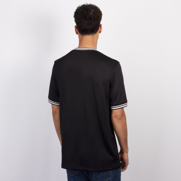 Sandbanks Mens Black Jacquard T Shirt With Stripe Neck & Cuffs #4