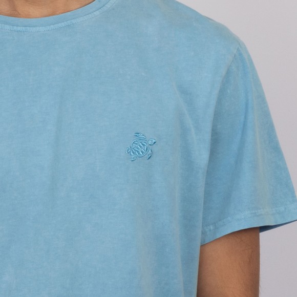Vilebrequin Mens Blue Embroidered Turtle Mineral Dye T-Shirt #3