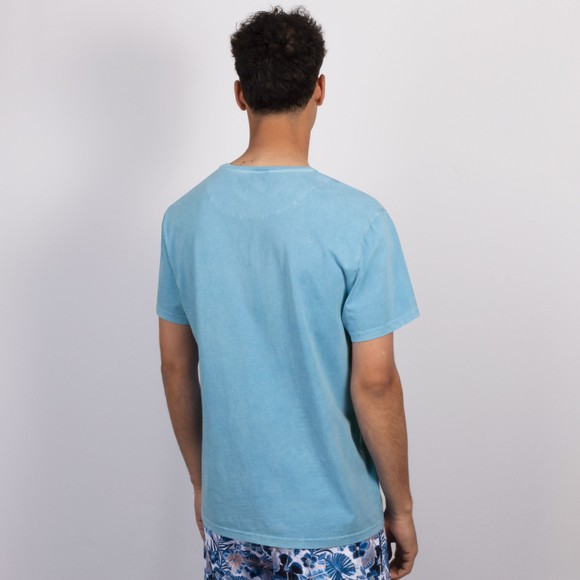 Vilebrequin Mens Blue Embroidered Turtle Mineral Dye T-Shirt #4