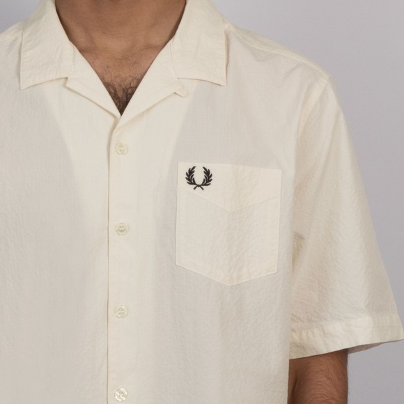 Fred Perry Mens Beige Seersucker Reverse Collar Shirt #3