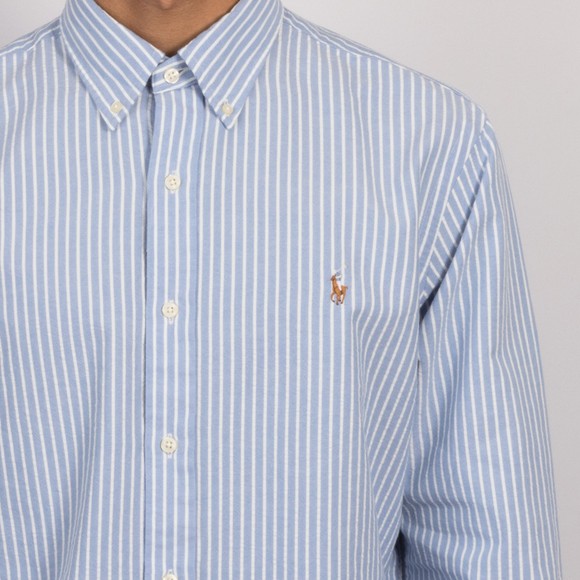 Polo Ralph Lauren Mens Blue Seersucker Oxford Stripe Shirt #3