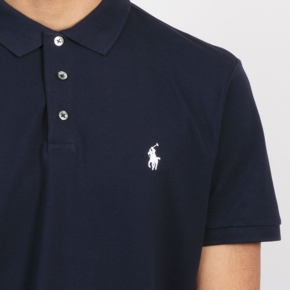 Polo Ralph Lauren Mens Blue Custom Slim-Fit Stretch Mesh Polo Shirt #3