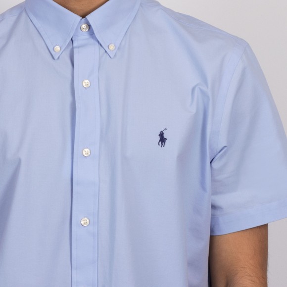 Polo Ralph Lauren Mens Blue Short Sleeve Custom Fit Poplin Shirt #3