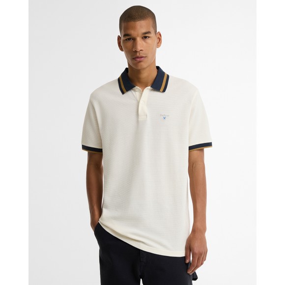 Barbour Lifestyle Mens White Anthorn Textured Polo Shirt #2