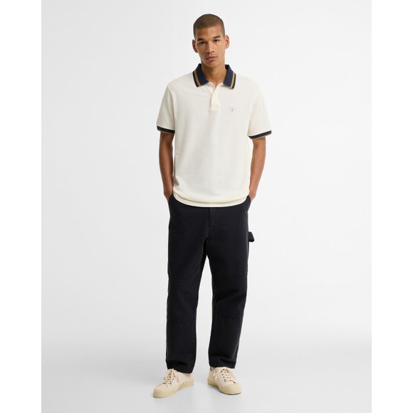 Barbour Lifestyle Mens White Anthorn Textured Polo Shirt #3