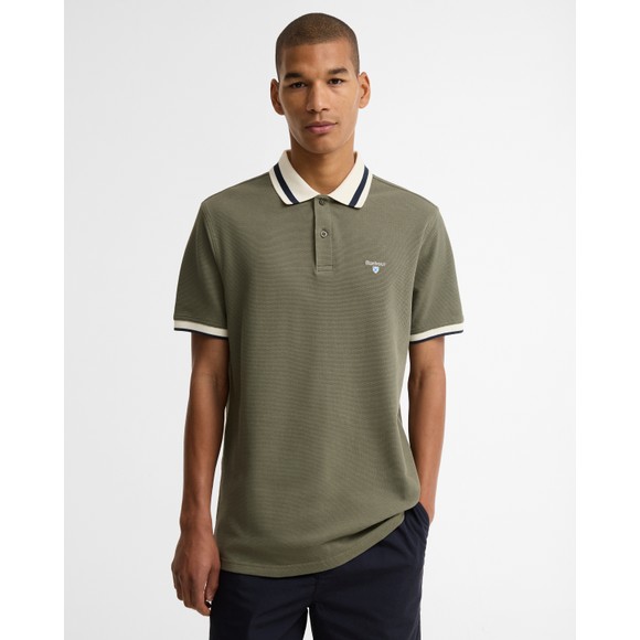 Barbour Lifestyle Mens Green Anthorn Textured Polo Shirt #2