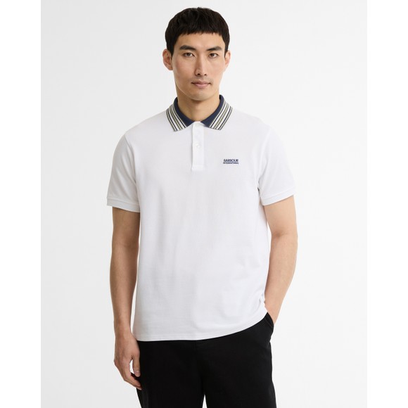 Barbour International Mens White Neville Tipped Polo Shirt #2