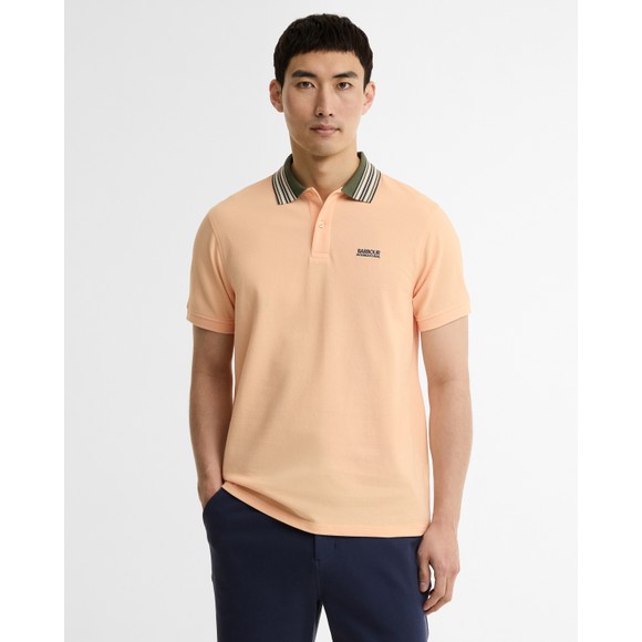 Barbour International Mens Orange Neville Tipped Polo Shirt #2