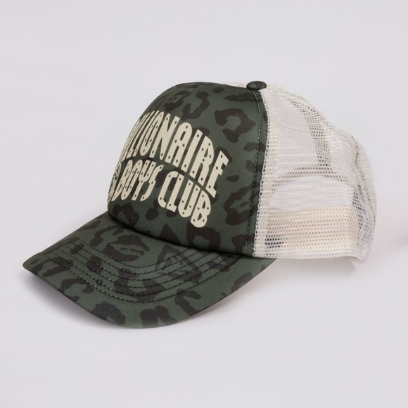 Billionaire Boys Club Mens Green Leopard Print Arch Logo Trucker Cap #2