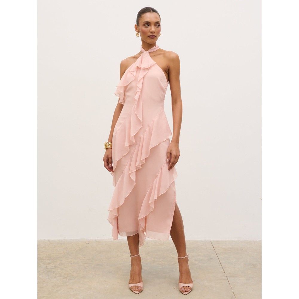 Aria Halterneck Ruffle Midaxi Dress