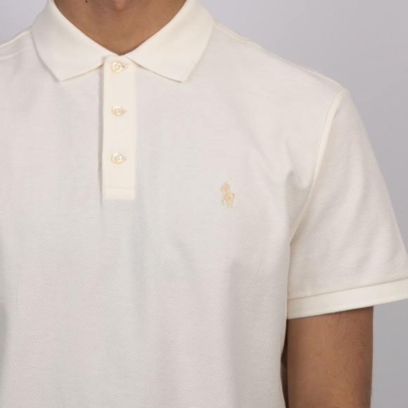 Polo Ralph Lauren Mens Off-White Custom Slim Fit Honeycomb Mesh Polo Shirt #3