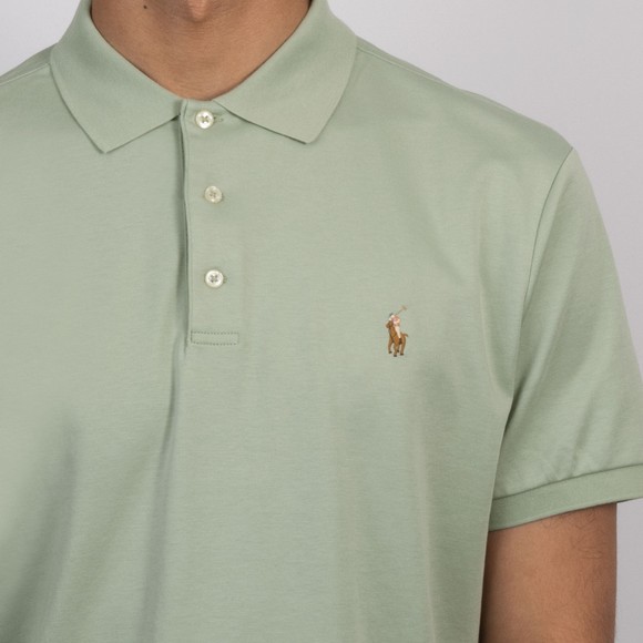 Polo Ralph Lauren Mens Green Custom Slim Fit Pima Polo Shirt #3
