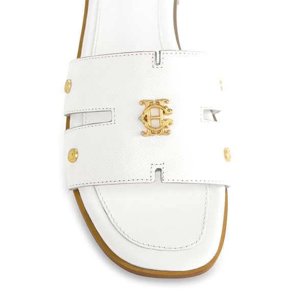 Holland Cooper Womens White Heraldic Monogram Slides #3