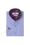 Claudio Lugli Mens Blue Oxford Pique SS Shirt