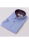 Claudio Lugli Mens Blue Oxford Pique SS Shirt