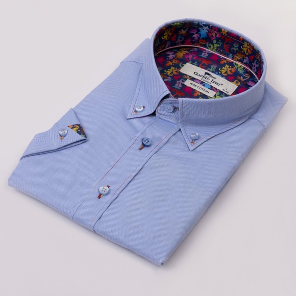 Claudio Lugli Mens Blue Oxford Pique SS Shirt
