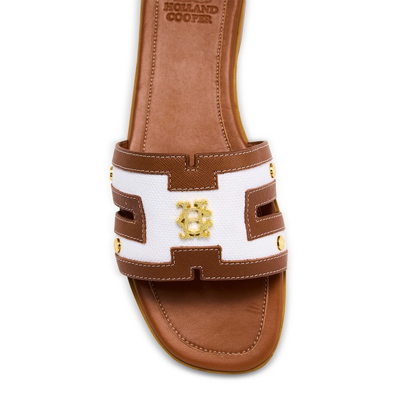 Holland Cooper Womens Brown Heraldic Monogram Slides #3