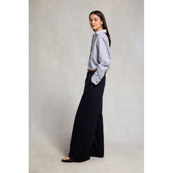 Holland Cooper Womens Blue Pleated Wide Leg Trouser #3