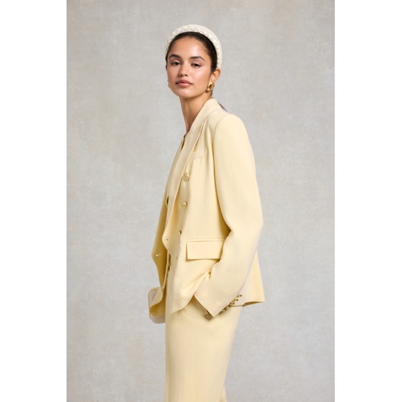 Holland Cooper Womens Yellow Knightsbridge Linen Blazer #3