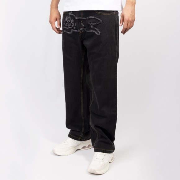 BBC Icecream Mens Black Applique Running Dog Jean  #3
