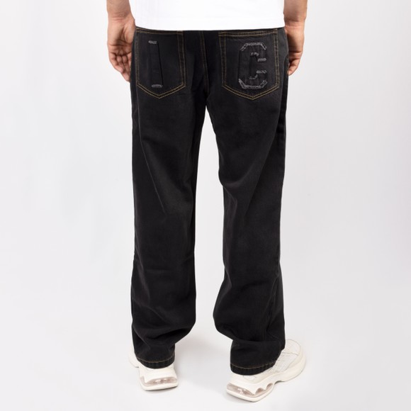 BBC Icecream Mens Black Applique Running Dog Jean  #4