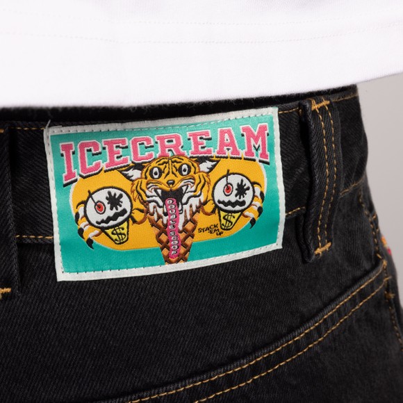 BBC Icecream Mens Black Applique Running Dog Jean  #5