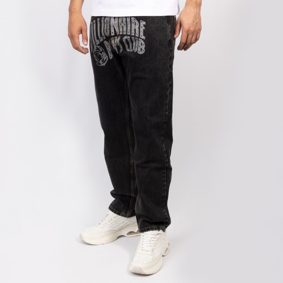 Billionaire Boys Club Mens Black Faded Arch Logo Denim Jeans #3