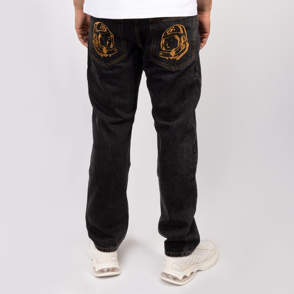 Billionaire Boys Club Mens Black Faded Arch Logo Denim Jeans #4