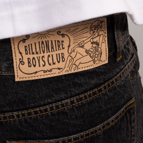 Billionaire Boys Club Mens Black Faded Arch Logo Denim Jeans #5