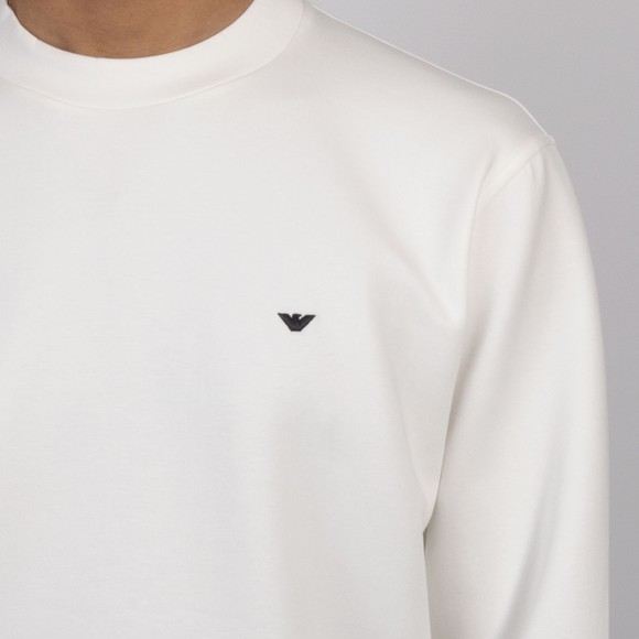Emporio Armani Mens White Embroidered Eagle Crew Neck Sweatshirt #3