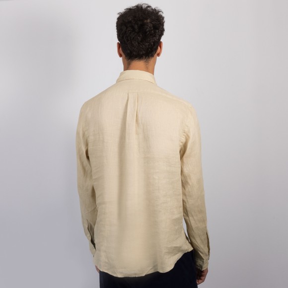 Polo Ralph Lauren Mens Beige Custom Fit Button Down Linen Shirt #4