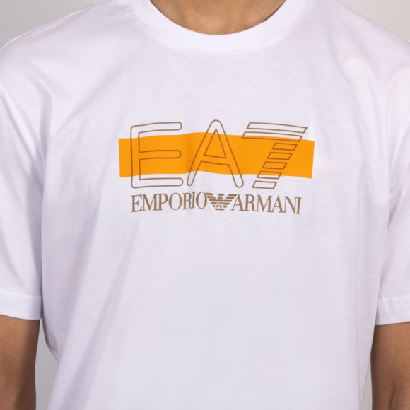 EA7 Emporio Armani Mens White Train Visibility Big Logo T-Shirt main image