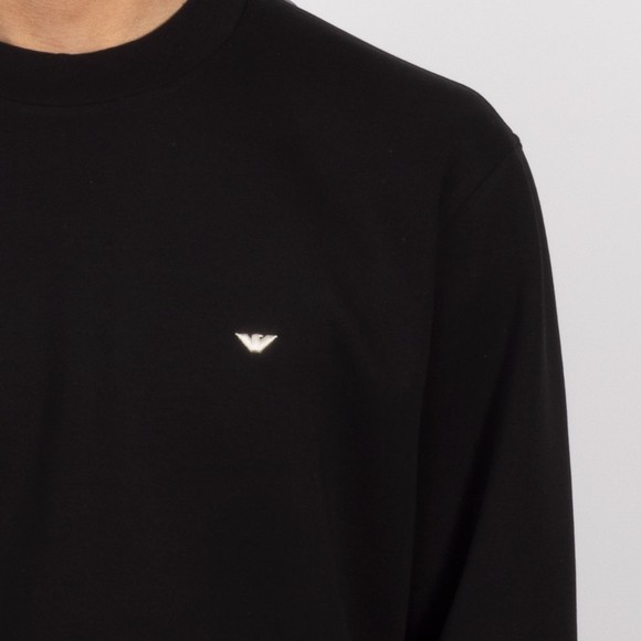 Emporio Armani Mens Black Embroidered Eagle Crew Neck Sweatshirt #3