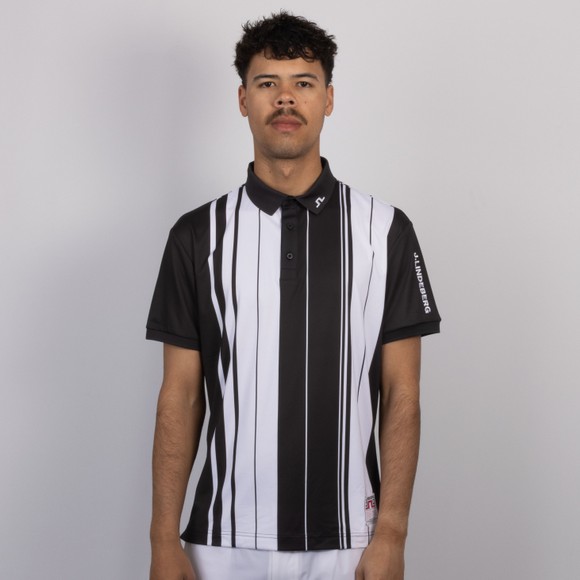 J.Lindeberg Mens Black 30 Year Tour Tech Striped Polo #2