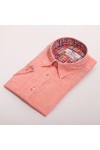 Claudio Lugli Mens Pink Pure Linen Short Sleeve Shirt