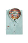 Claudio Lugli Mens Green Pure Linen Short Sleeve Shirt