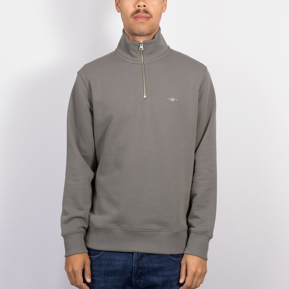 Gant Mens Grey Shield Quarter Zip Sweatshirt main image