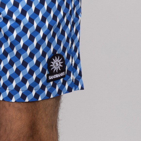 Sandbanks Mens Blue Geometric Swim Shorts #3