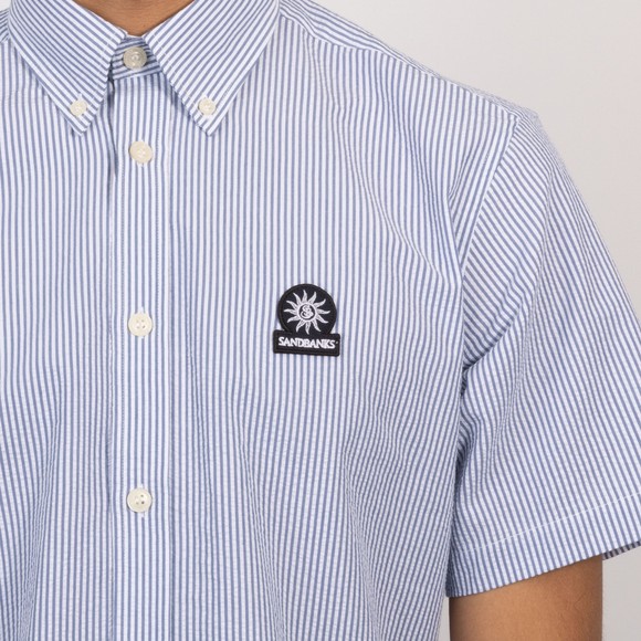 Sandbanks Mens Blue Seersucker Shirt #3