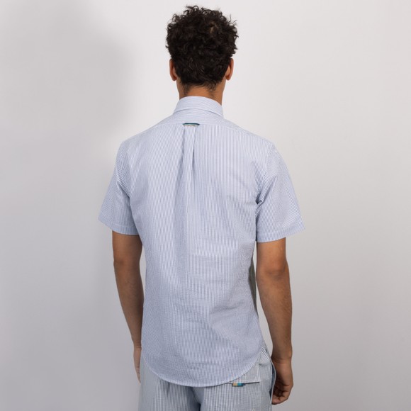 Sandbanks Mens Blue Seersucker Shirt #4