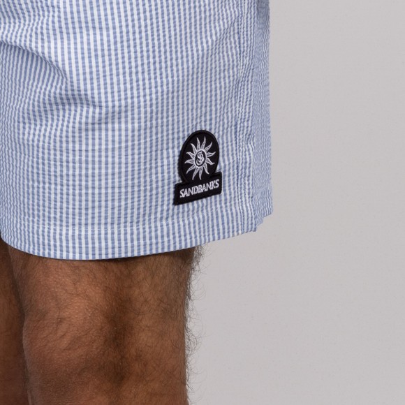 Sandbanks Mens Blue Seersucker Swim Shorts #3