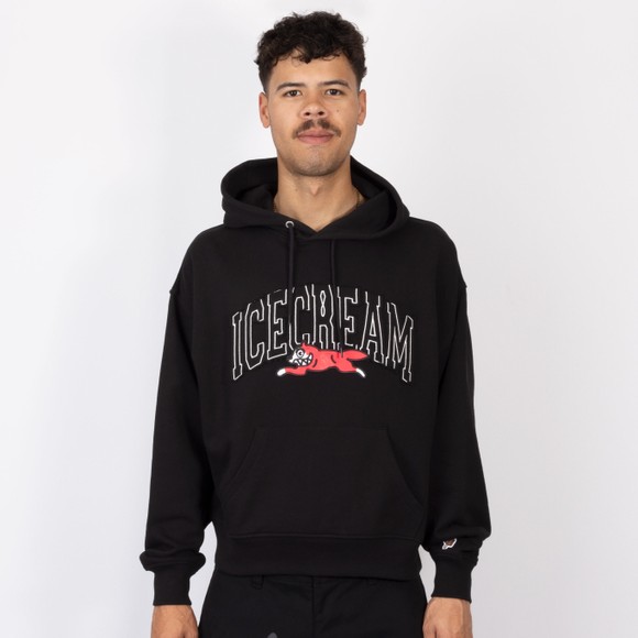 BBC Icecream Mens Black College Applique Running Dog Hoodie #2