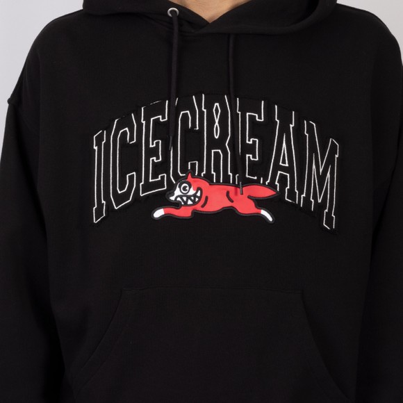 BBC Icecream Mens Black College Applique Running Dog Hoodie #3