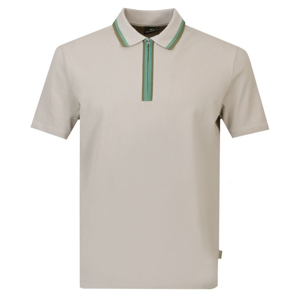 Contrast Tipping Zip Polo Shirt
