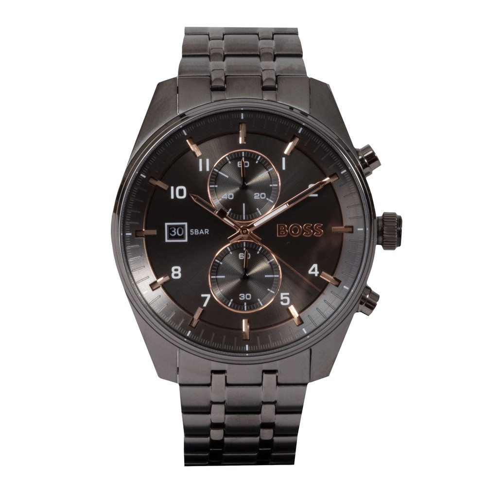 Grey Plated Chronograph Watch
